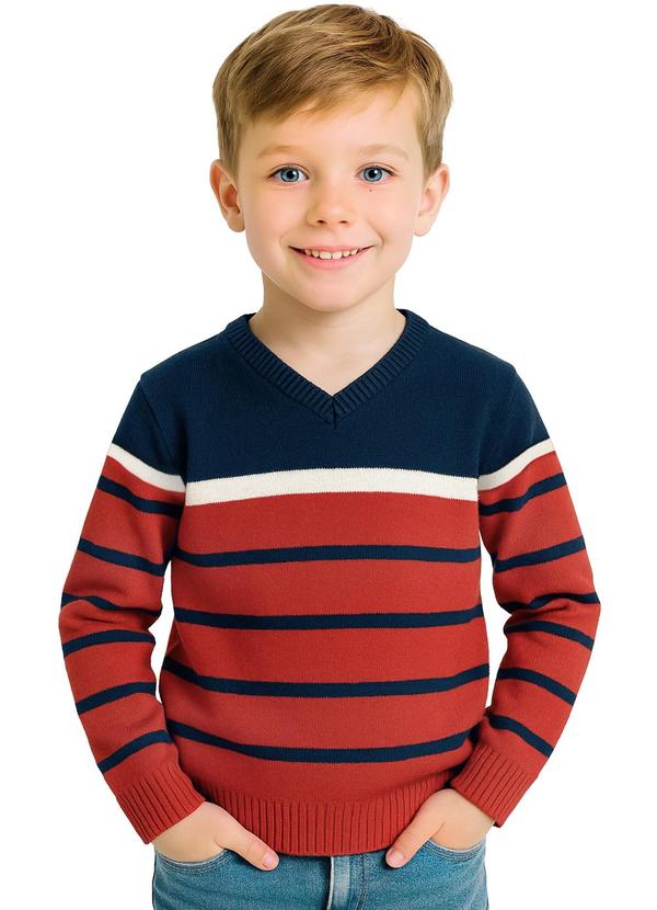 Anadoda - Sueter Infantil Decotete V Vermelho
