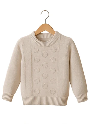 Anadoda - Sueter Infantil Gola Redonda  Bege - ANADODA
