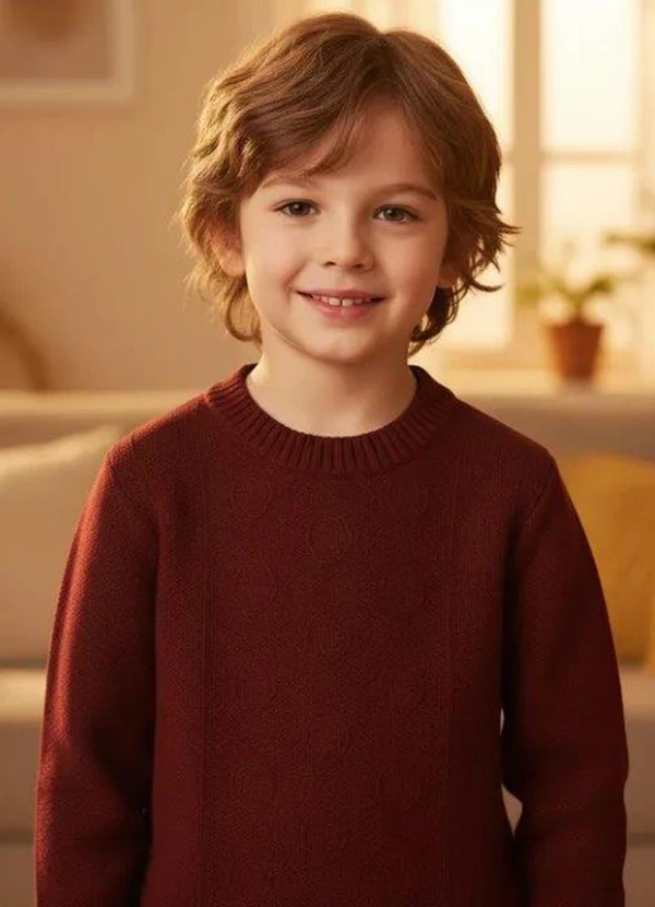 Anadoda - Sueter Infantil Gola Redonda Vermelho 2