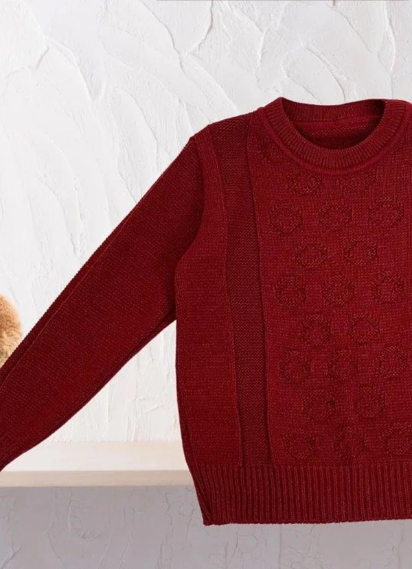 Anadoda - Sueter Infantil Gola Redonda Vermelho 4