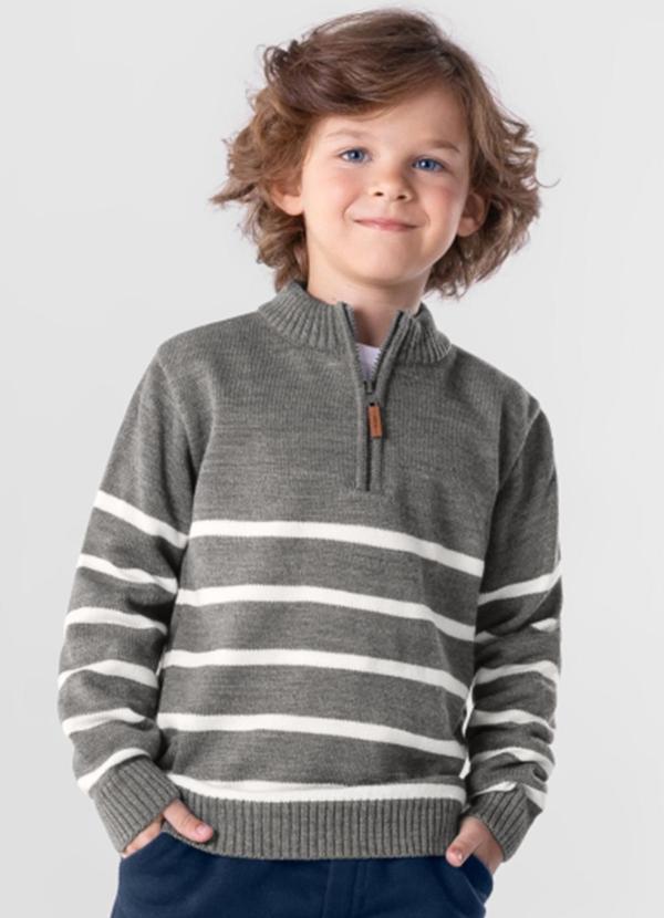 Mundi - Suéter Infantil Menino em Tricô Cinza