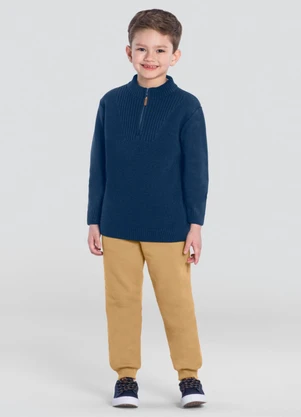 Mundi - Suéter Infantil Menino Texturizado Azul - MUNDI