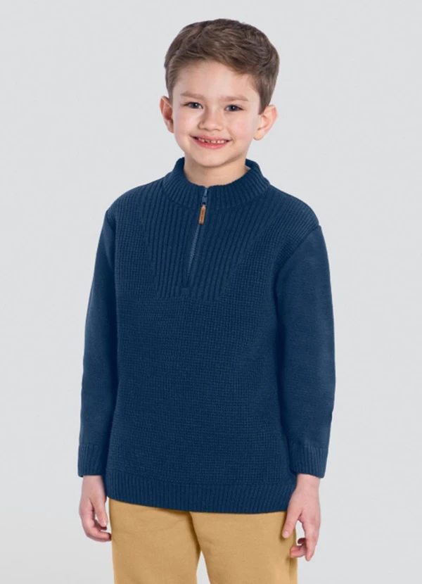Brandili Mundi - Suéter Infantil Menino Texturizado Azul