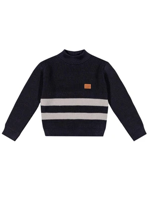 Colorittá - Suéter Infantil Menino Tricô Listrado Preto - COLORITTÁ