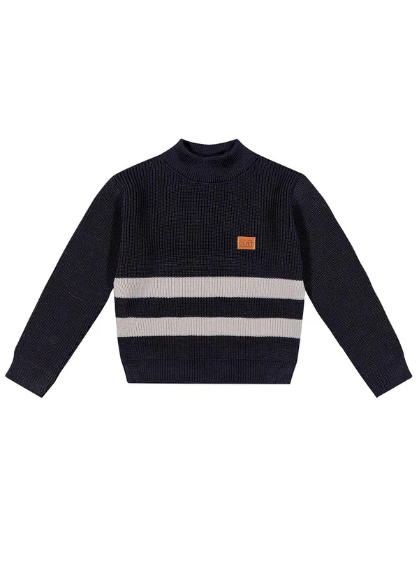 Colorittá - Suéter Infantil Menino Tricô Listrado Preto