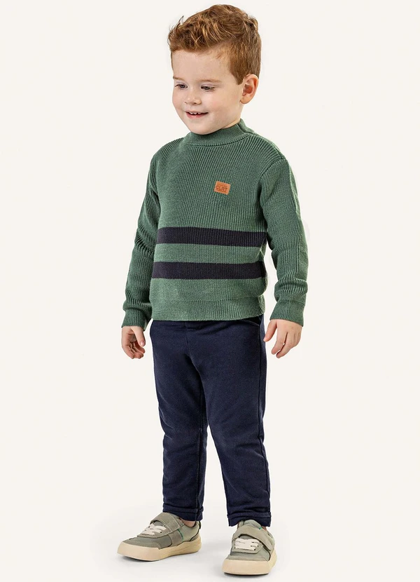 Colorittá - Suéter Infantil Menino Tricô Listrado Verde 2