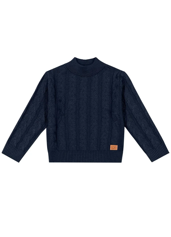 Colorittá - Suéter Infantil Menino Tricô Trançado Azul 3