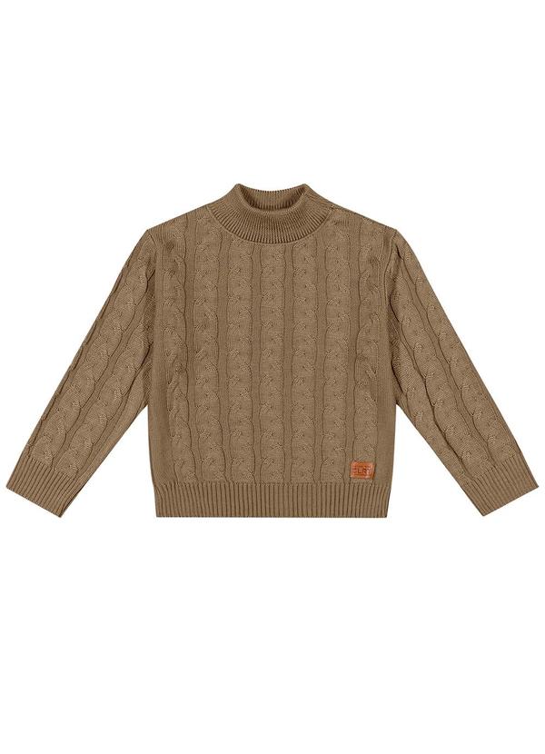 Colorittá - Suéter Infantil Menino Tricô Trançado Marrom