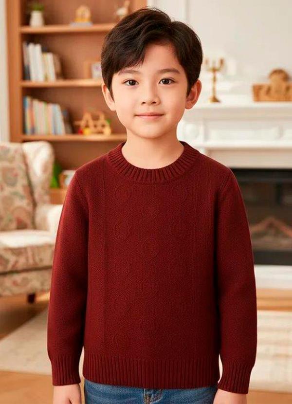 Doce Tom - Suéter Infantil Tricot Conforto Clássico Cinza