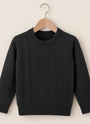 Doce Tom - Suéter Infantil Tricot Conforto Clássico Preto - DOCE TOM