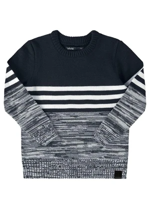 Ioluig - Suéter Menino Tricô Listras Preto - IOLUIG