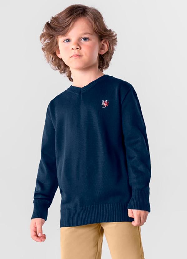 Brandili Mundi - Suéter Tricô Infantil Menino Azul