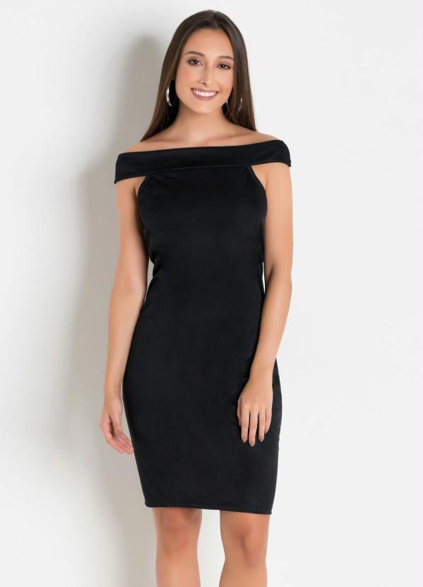 Outlet - Vestido Ombro a Ombro Preto Juvenil