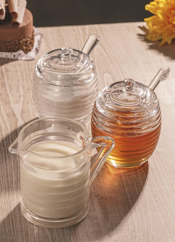 Lar e Lazer - Açucareiro de Cristal com Colher e Tampa Colméia 2