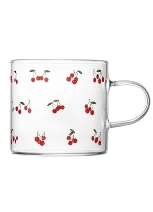 Lar e Lazer - Caneca Cherry Em Vidro Resistente Ao Calor - LAR E LAZER