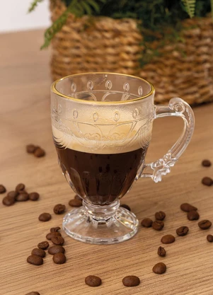 Lar e Lazer - Caneca de Vidro com Fio de Ouro - LAR E LAZER