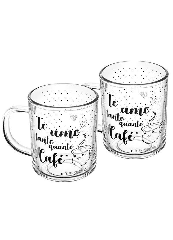 Lar e Lazer - Conjunto 2 Canecas de Vidro Te Amo 220ml - Lyor