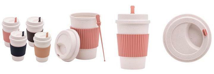 Copo de Caf com Tampa e Mexedor Sortido Bambu