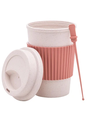 Lar e Lazer - Copo de Café com Tampa e Mexedor Sortido Bambu - LAR E LAZER