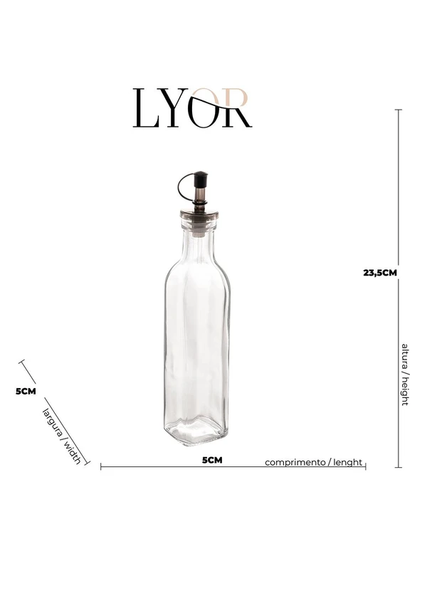 Lar e Lazer - Garrafa para Azeite de Vidro Tampa Plástica Preta 12