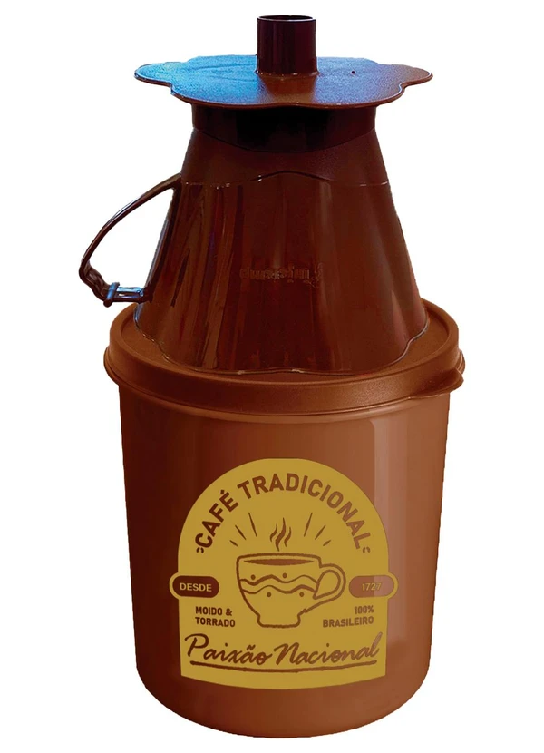 Lar e Lazer - Kit Café 2 Peças Pote e Porta Filtro Marrom