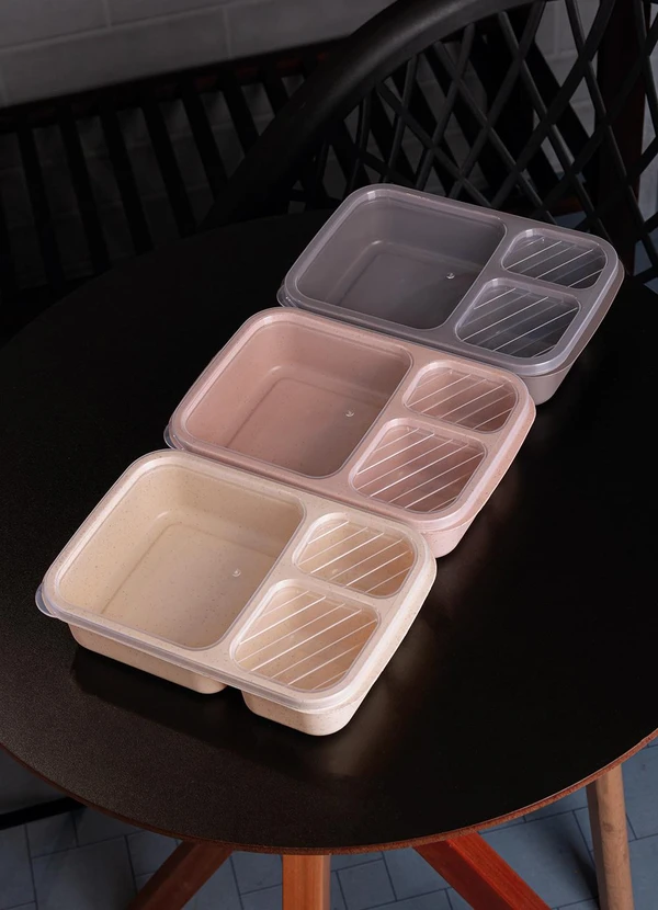 Lar e Lazer - Marmita de Bambu com Tampa e Três Compartimentos 2