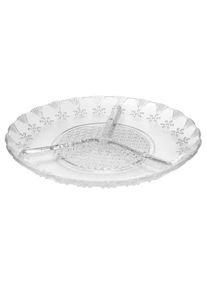 Lar e Lazer - Petisqueira de Vidro 3 Divisórias - 19,5cm - LAR E LAZER