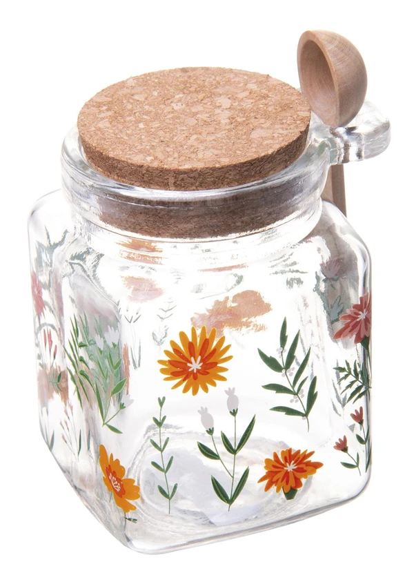 Lar e Lazer - Porta Mantimento de Vidro com Colher de Bambu 3