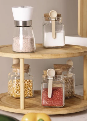 Lar e Lazer - Porta Tempero de Vidro com Colher de Bambu 310ml - LAR E LAZER