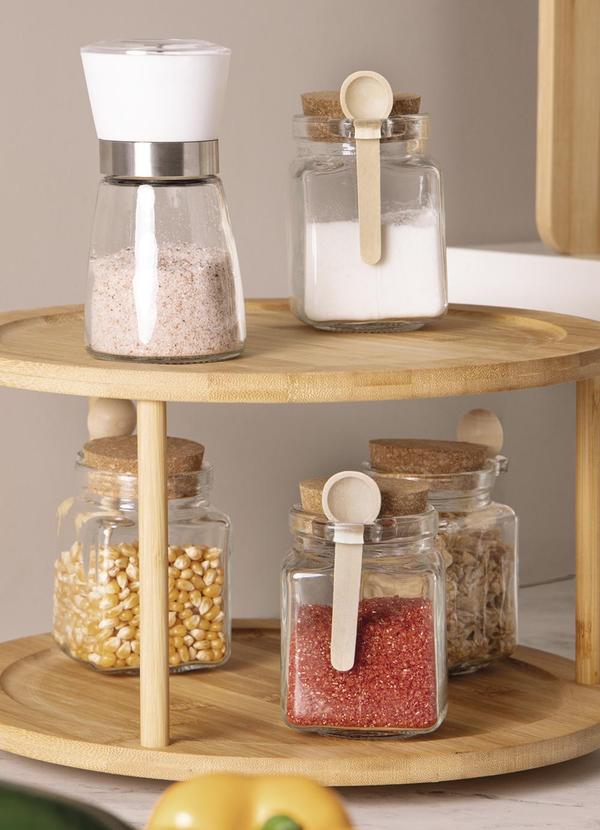 Porta Tempero de (Vidro) com Colher de Bambu 310ml