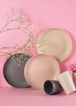 Lar e Lazer - Prato para Servir de Bambu e Pp Lines Sortido - LAR E LAZER