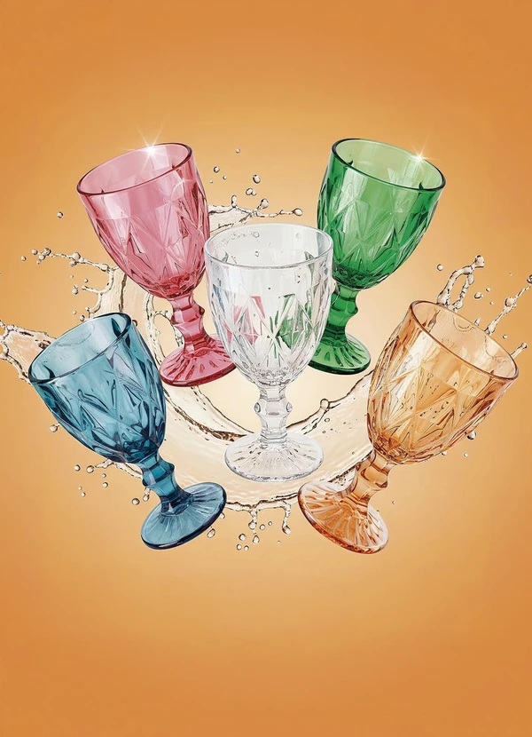 Lar e Lazer - Taça de Água Diamond 325ml Âmbar 1 Peça 4