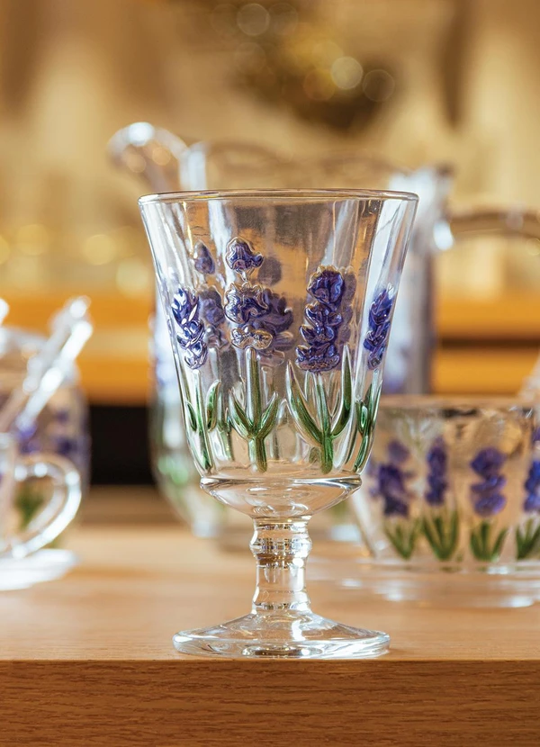 Lar e Lazer - Taça de Água Lavanda Hand Painting 240ml