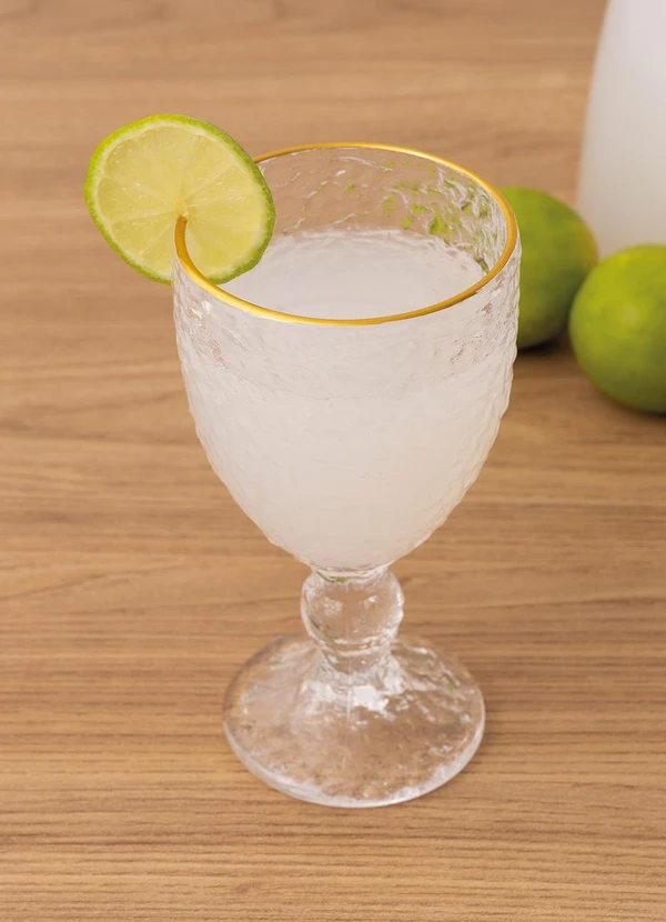 Lar e Lazer - Taça de Vidro Martelado com Fio Dourado