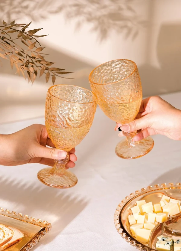 Lar e Lazer - Taça de Vidro Martelado Petra Âmbar