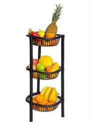 Fruteira Redonda Preta 3 Andares