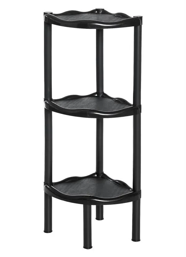 Lar e Lazer - Prateleira Triangular Preta 3 Andares