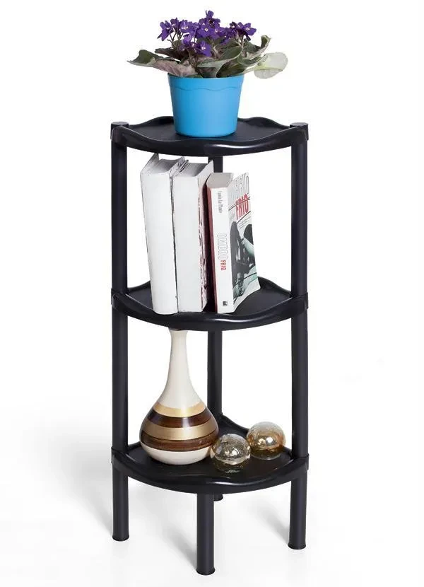 Lar e Lazer - Prateleira Triangular Preta 3 Andares 3