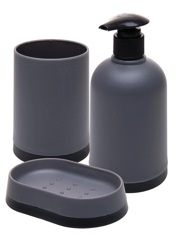 Lar e Lazer - Kit para Banheiro 3 Peças Cinza