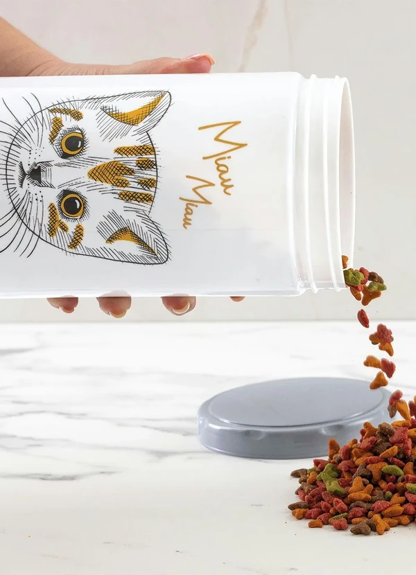 Lar e Lazer - Pote para Ração Amor de Pet Miau Miau 1 Peça