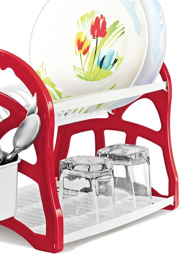 Lar e Lazer - Escorredor de Louça Vermelha 2 Andares 3