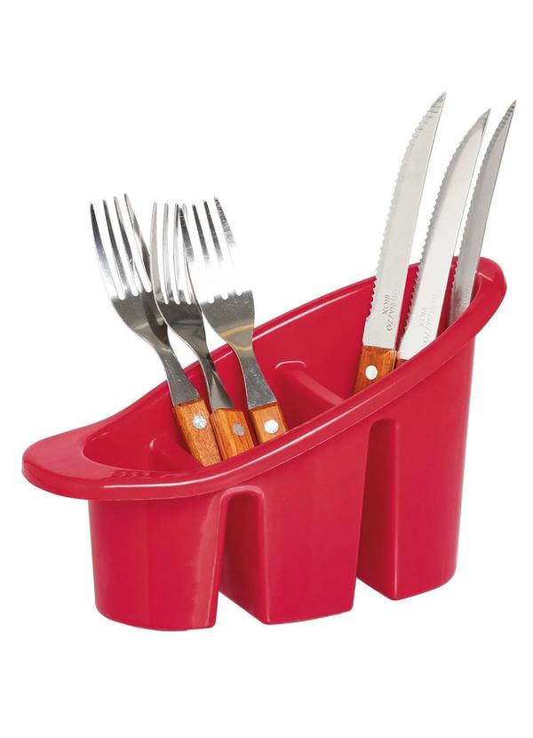 Lar e Lazer - Porta Talheres Vermelho em Plástico 2