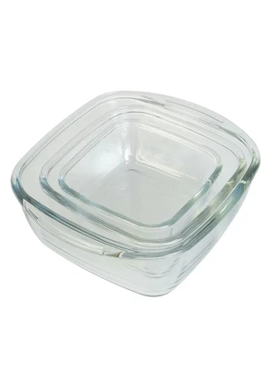 Nadir - Kit Assadeiras Quadradas Transparente 3 Peças - NADIR