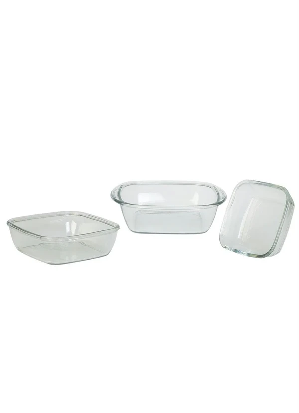 Nadir - Kit Assadeiras Quadradas Transparente 3 Peças 3