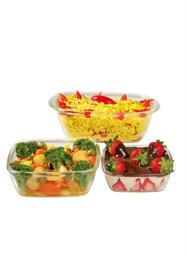 Nadir - Kit Assadeiras Quadradas Transparente 3 Peças 4