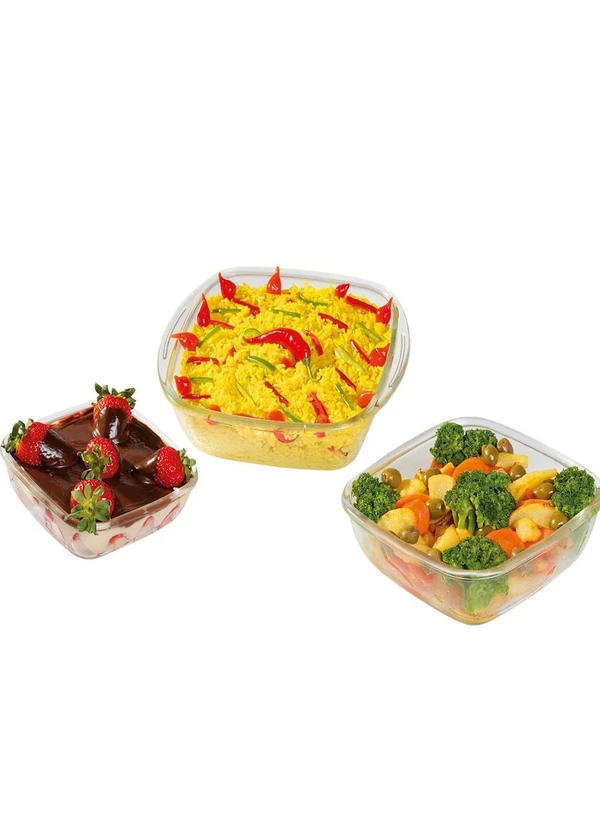 Nadir - Kit Assadeiras Quadradas Transparente 3 Peças 5