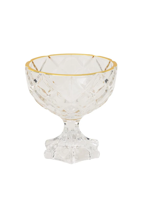 Lar e Lazer - Taça de Sobremesa Em Vidro com Fio Dourado 3