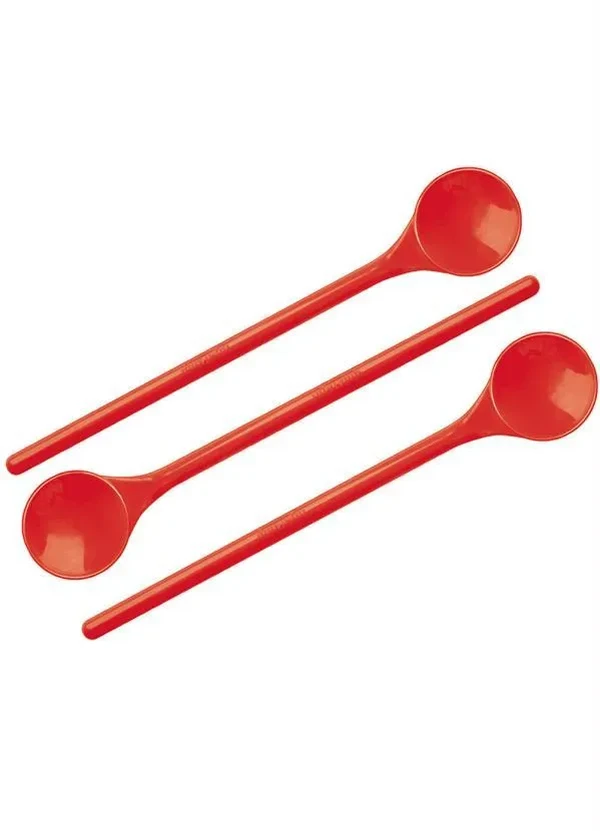 Lar e Lazer - Kit Colheres Cabo Longo Vermelhas 3 Peças