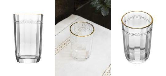 Copo Alto de com Fio Dourado 370ml Em Vidro
