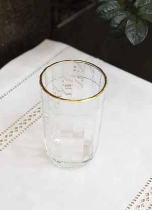 Lar e Lazer - Copo Alto de com Fio Dourado 370ml Em Vidro - LAR E LAZER